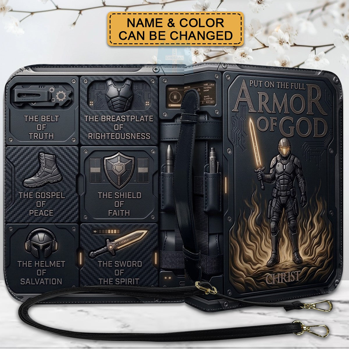 Personalized Armor of God Leather Bible Cover