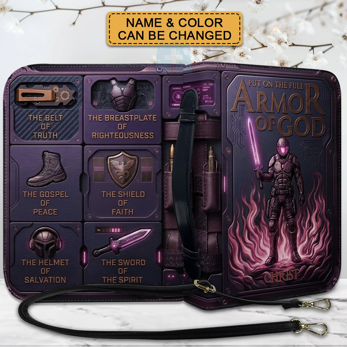 Personalized Armor of God Leather Bible Cover