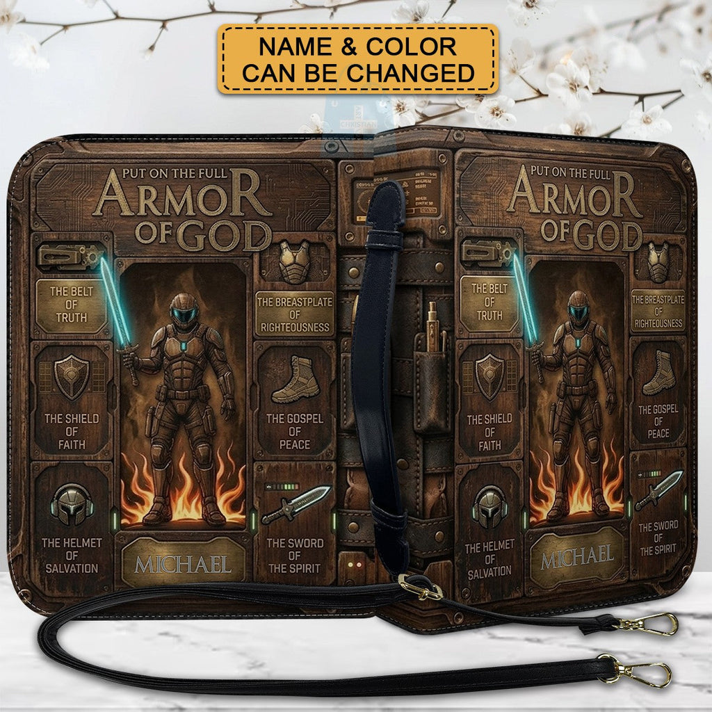 Personalized Armor of God Leather Bible Cover