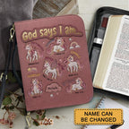 Personalized Unicorn "God Says I Am" Leather Bible Cover