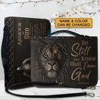 Personalized Brown Lion "Armor of God" Leather Bible Cover