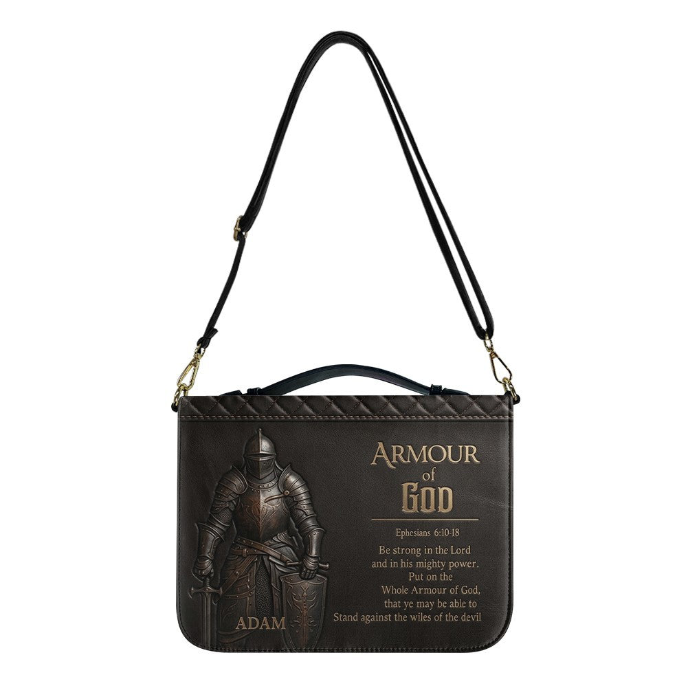 Personalized Brown Lion "Armor of God" Leather Bible Cover