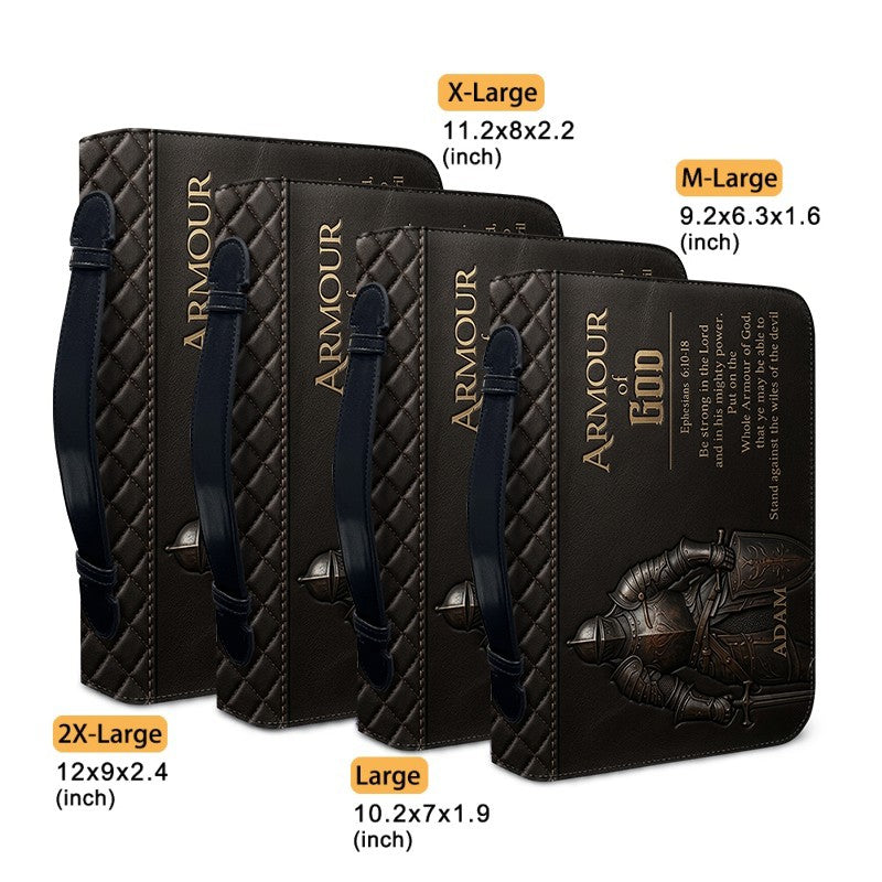 Personalized Brown Lion "Armor of God" Leather Bible Cover