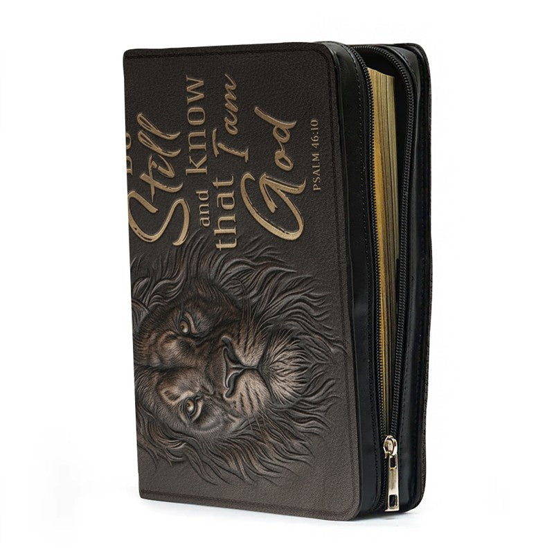 Personalized Brown Lion "Armor of God" Leather Bible Cover