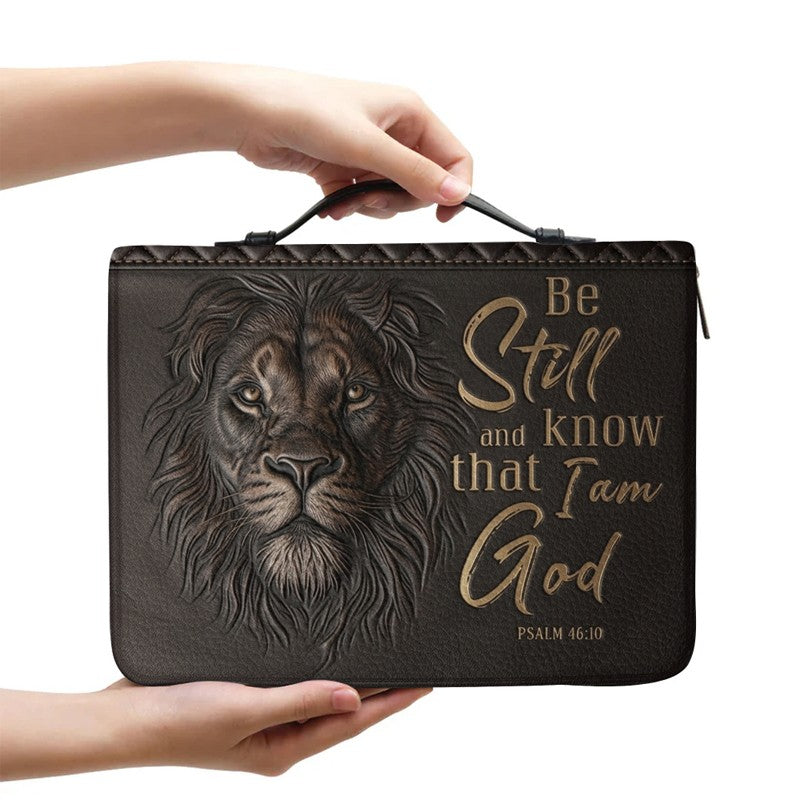 Personalized Brown Lion "Armor of God" Leather Bible Cover
