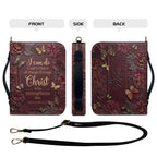 Personalized Burgundy "I Can Do All Things" Leather Bible Cover