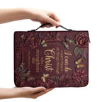 Personalized Burgundy "I Can Do All Things" Leather Bible Cover