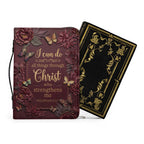 Personalized Burgundy "I Can Do All Things" Leather Bible Cover
