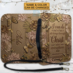 Personalized Burgundy "I Can Do All Things" Leather Bible Cover