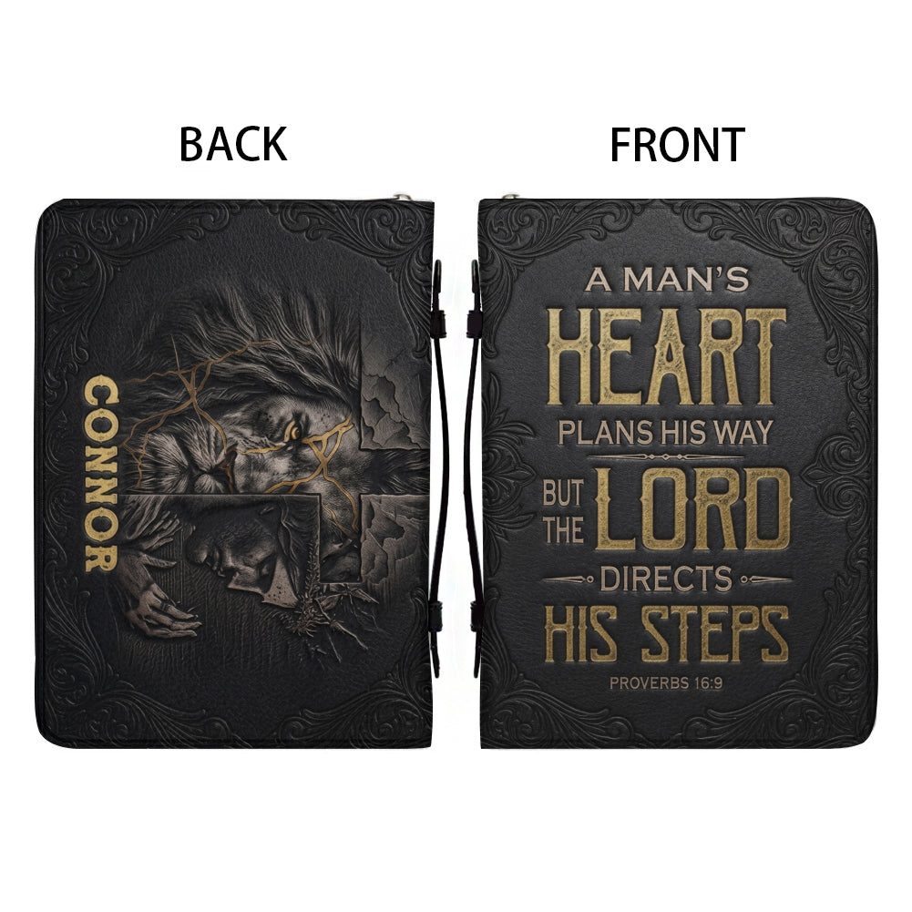 Personalized Lion Proverbs 16:9 Bible Cover