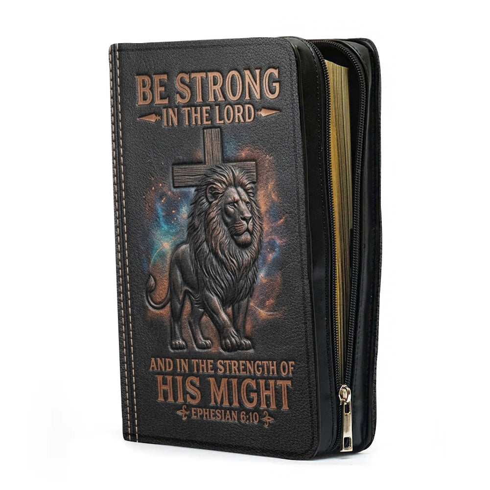 Personalized Lion & Cross Leather Bible Cover