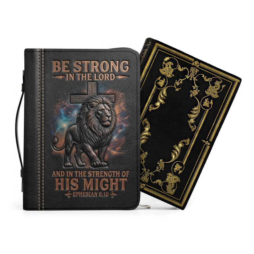 Personalized Lion & Cross Leather Bible Cover