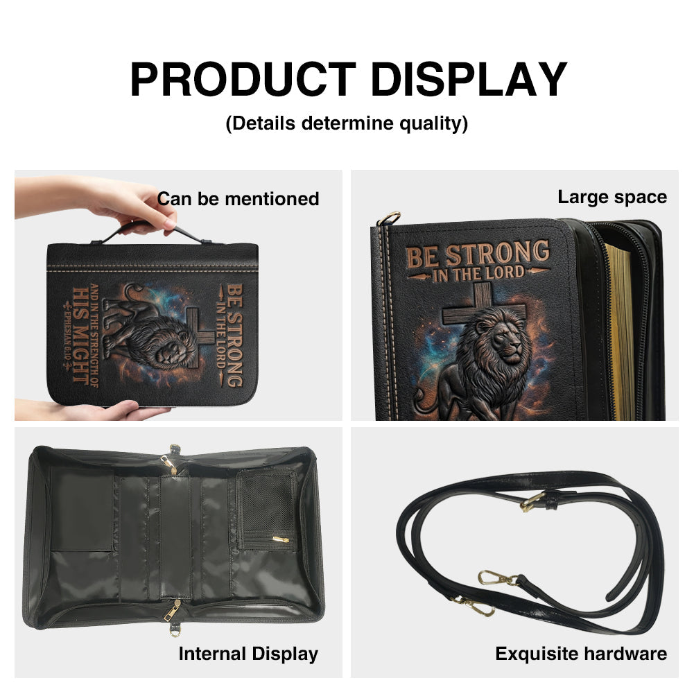 Personalized Lion & Cross Leather Bible Cover