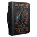 Personalized Lion & Cross Leather Bible Cover