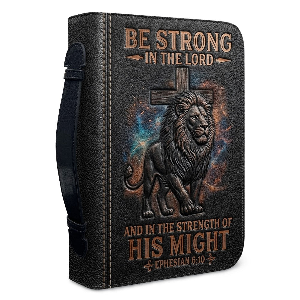 Personalized Lion & Cross Leather Bible Cover