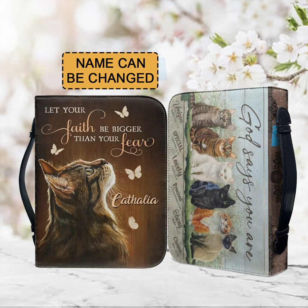 Personalized Faith Over Fear Cat Bible Cover