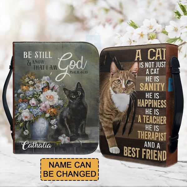 Personalized Psalm 46:10 Cat Bible Cover