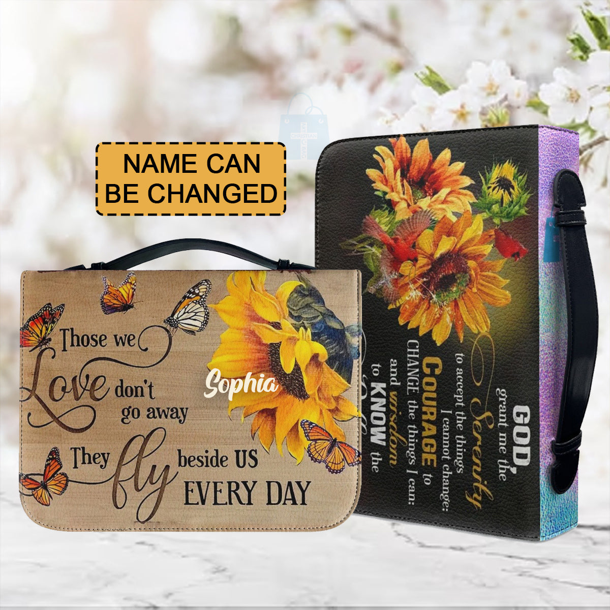 Personalized Sunflower & Butterfly Bible Cover