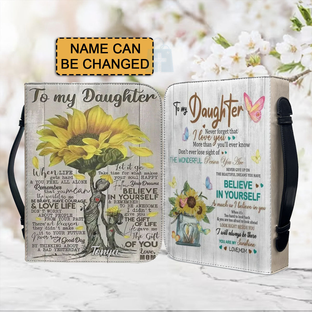 To My Daughter Personalized Floral Bible Cover