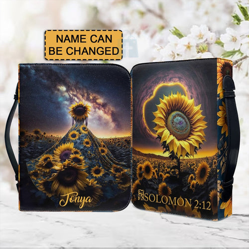 Cosmic Sunflower Personalized Bible Cover