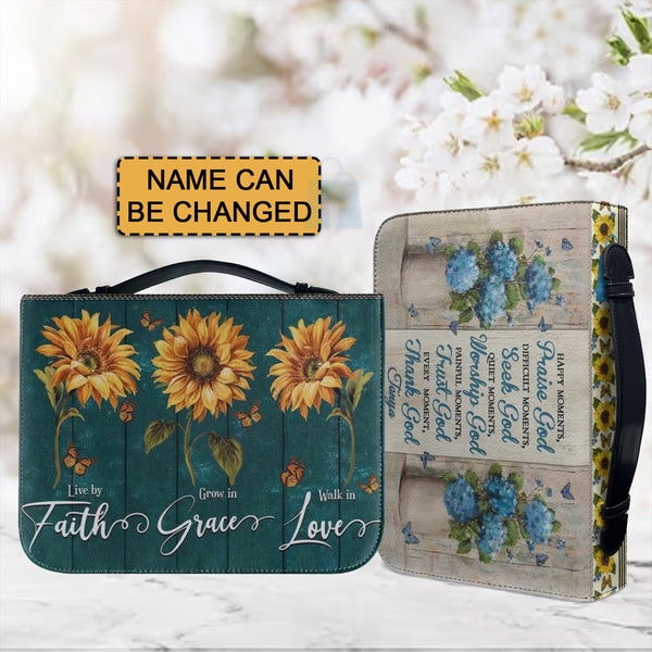 Personalized Sunflower Faith Grace Love Bible Cover