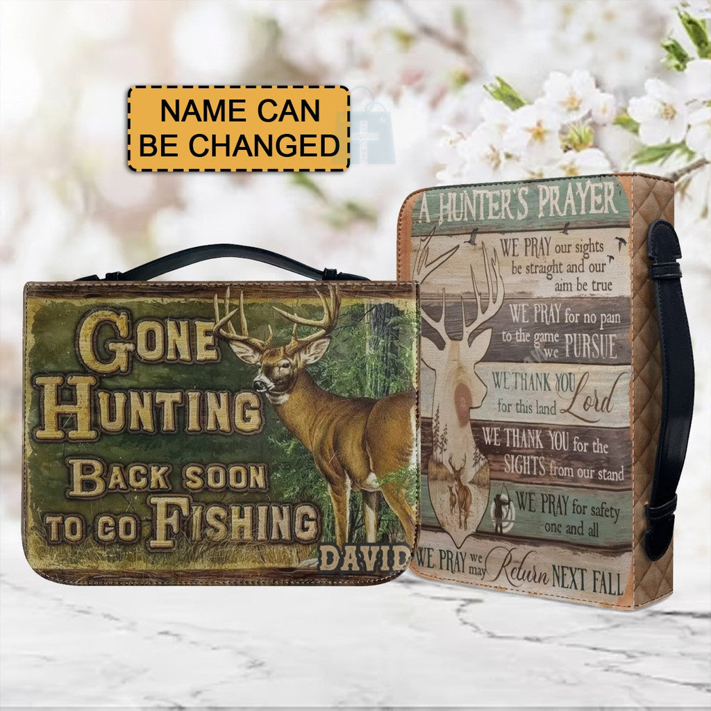 Personalized Gone Hunting Fishing Bible Cover