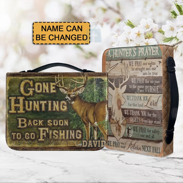Personalized Gone Hunting Fishing Bible Cover