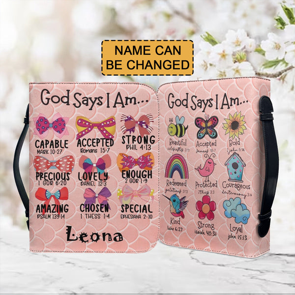God Says You Are Personalized Pink Bible Cover