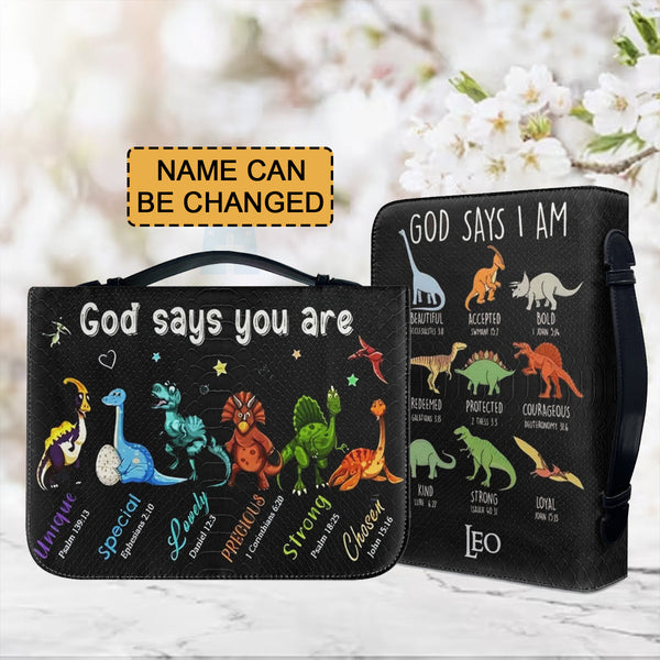 God Says You Are Personalized Dinosaur Bible Cover