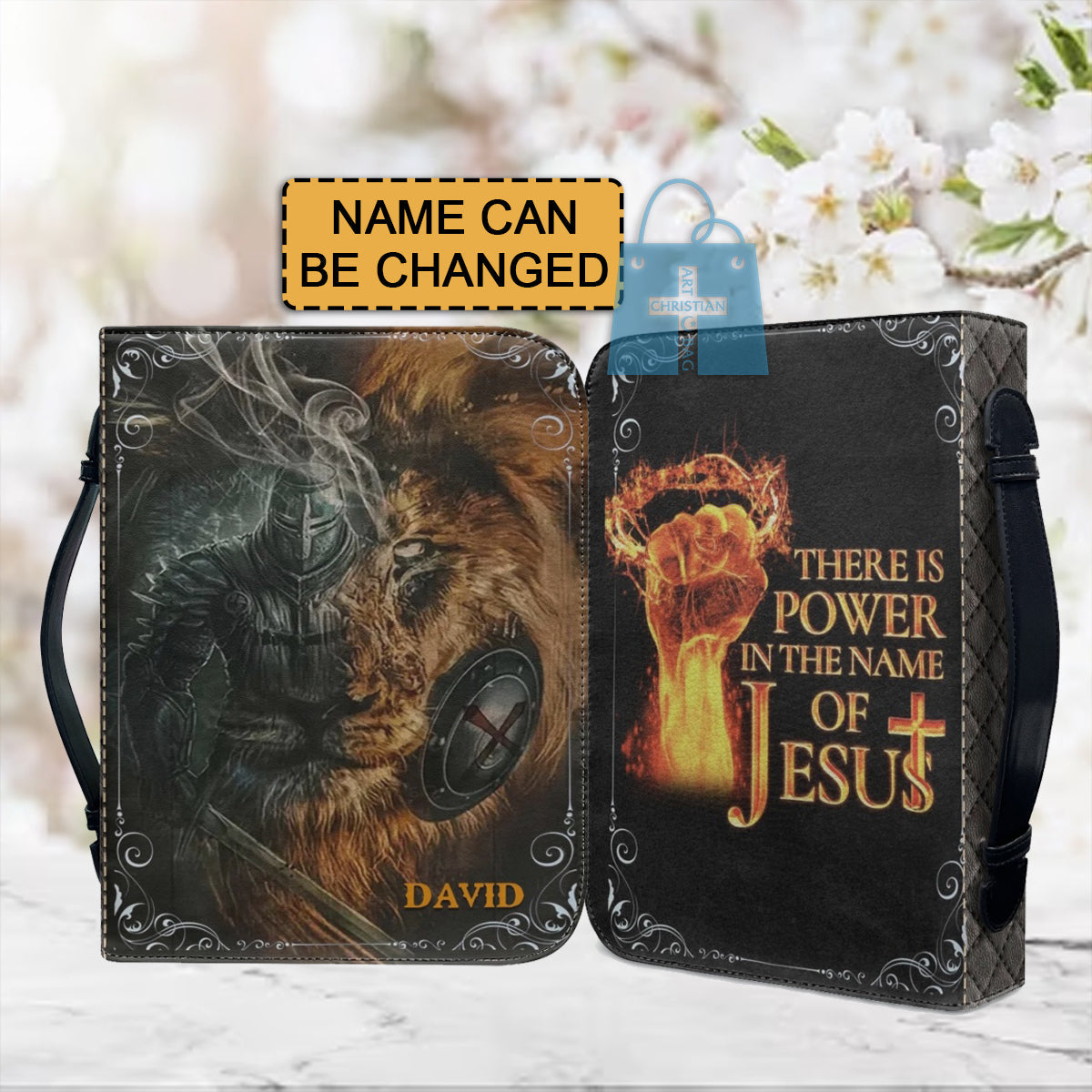 Personalized Power in Jesus Name Lion Bible Cover
