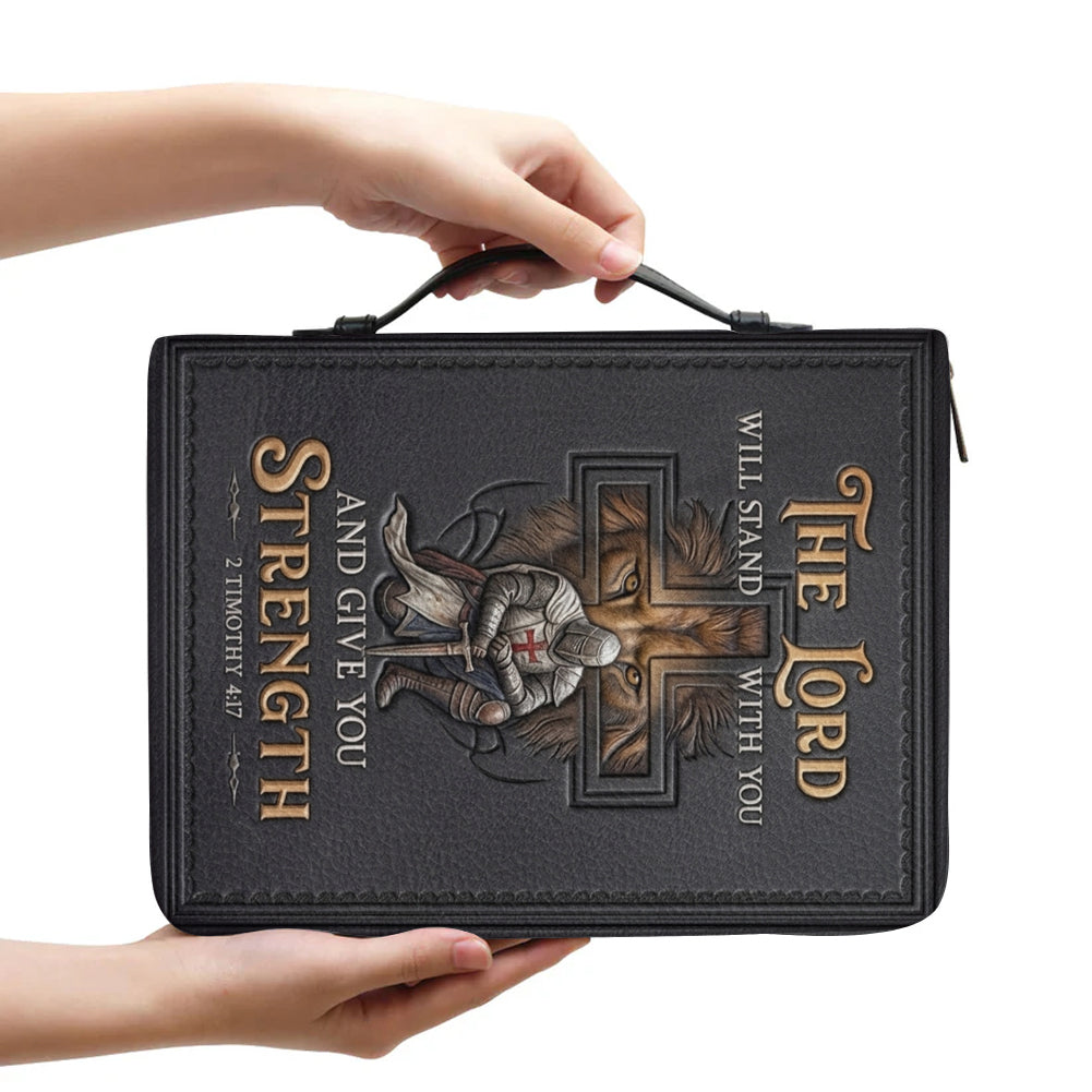 Personalized Lion & Knight Leather Bible Cover