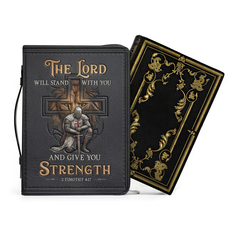 Personalized Lion & Knight Leather Bible Cover