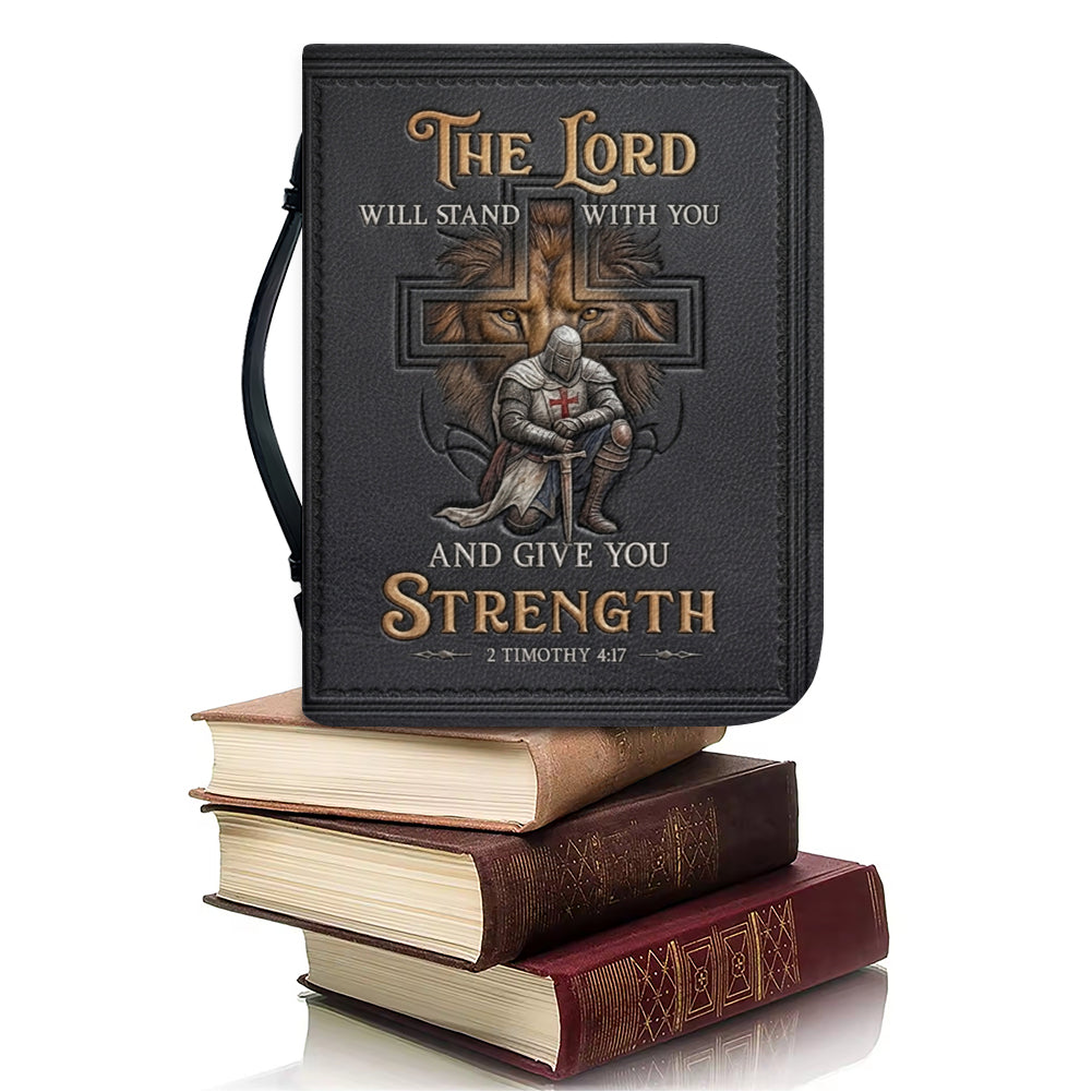 Personalized Lion & Knight Leather Bible Cover