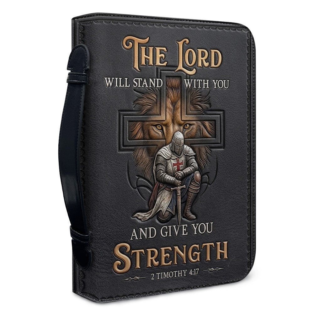 Personalized Lion & Knight Leather Bible Cover