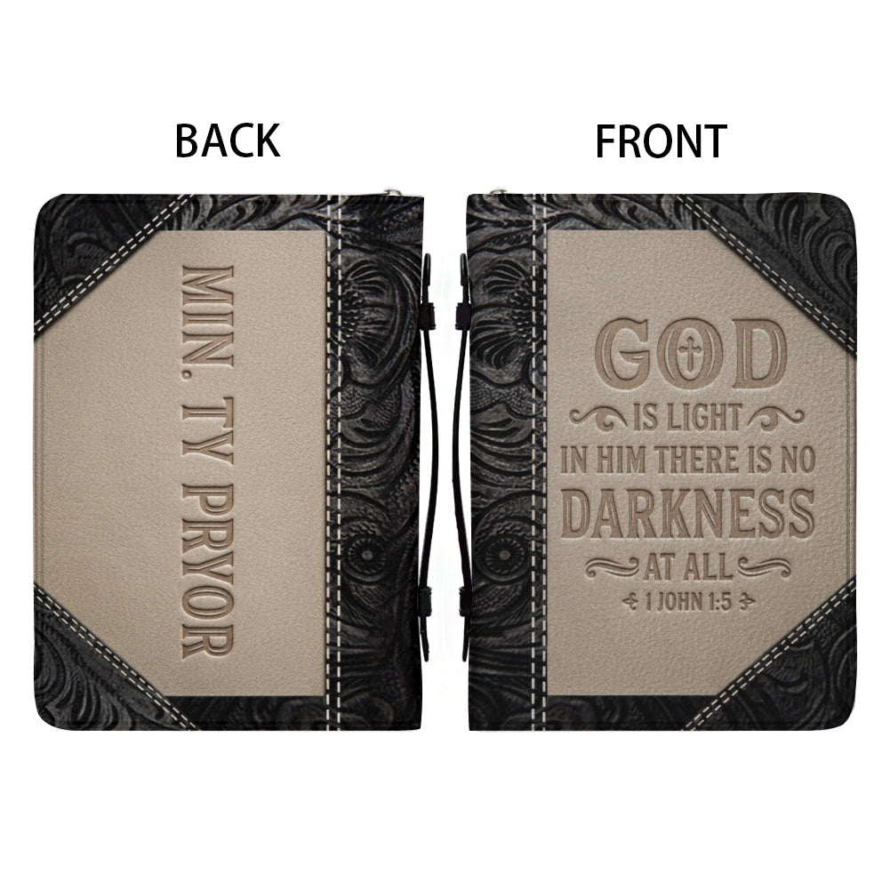 Personalized "God Is Light" Leather Bible Cover
