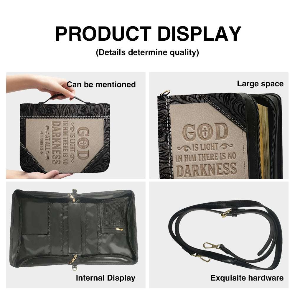 Personalized "God Is Light" Leather Bible Cover
