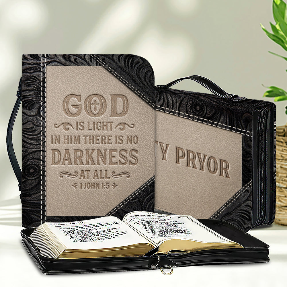 Personalized "God Is Light" Leather Bible Cover