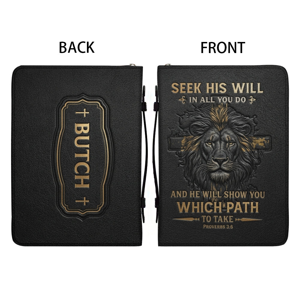 Personalized Lion of Judah Leather Bible Cover