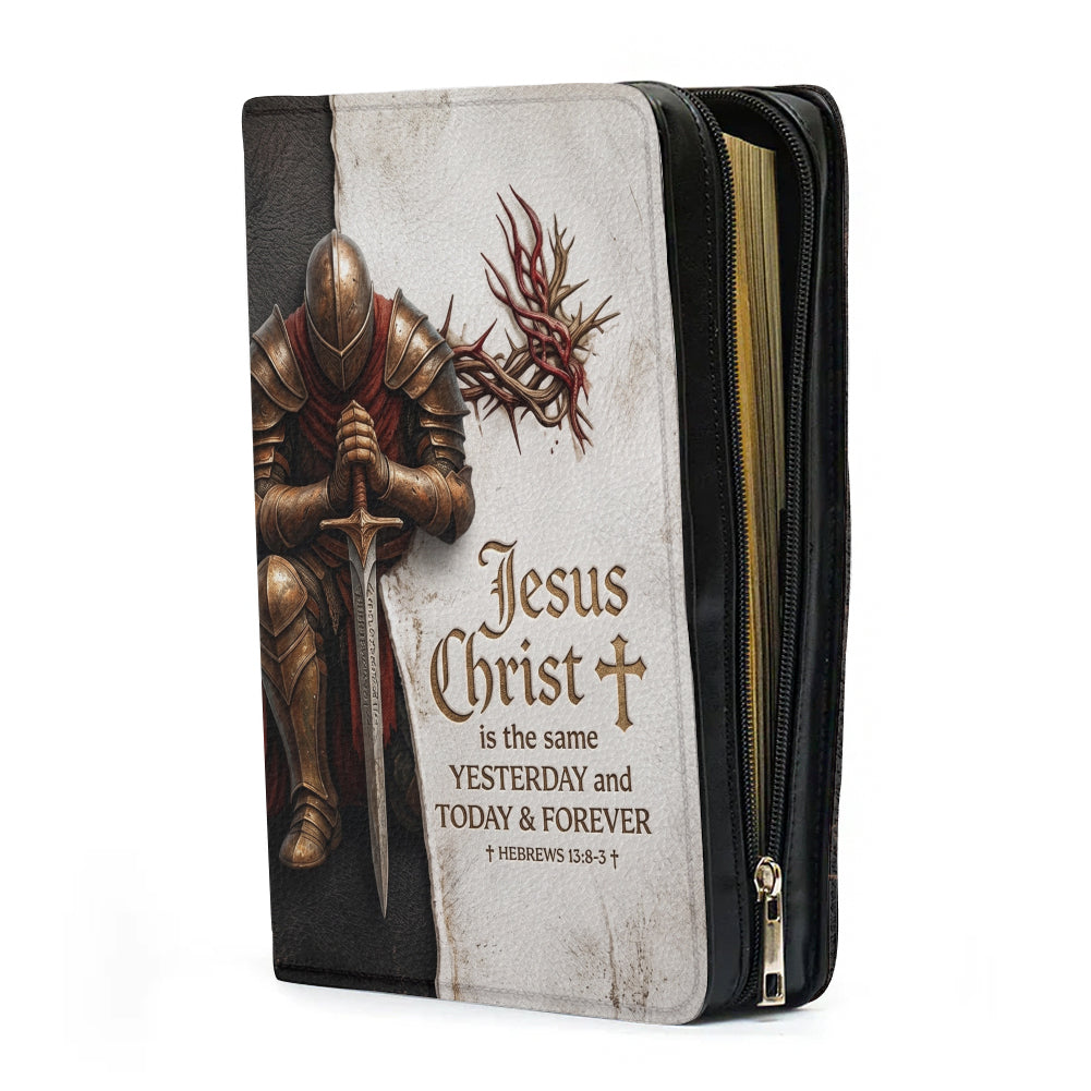 Personalized Kneeling Knight Leather Bible Case