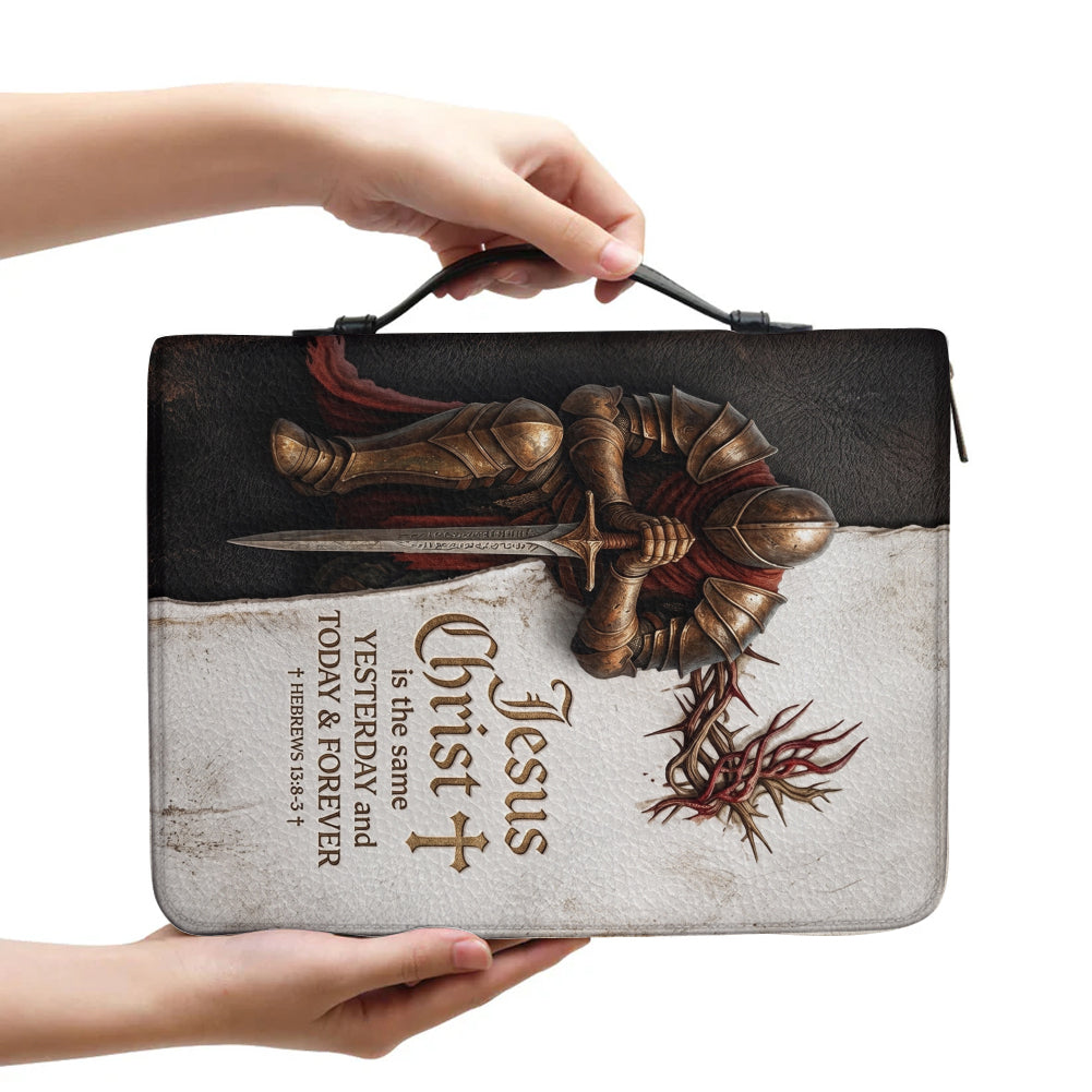 Personalized Kneeling Knight Leather Bible Case