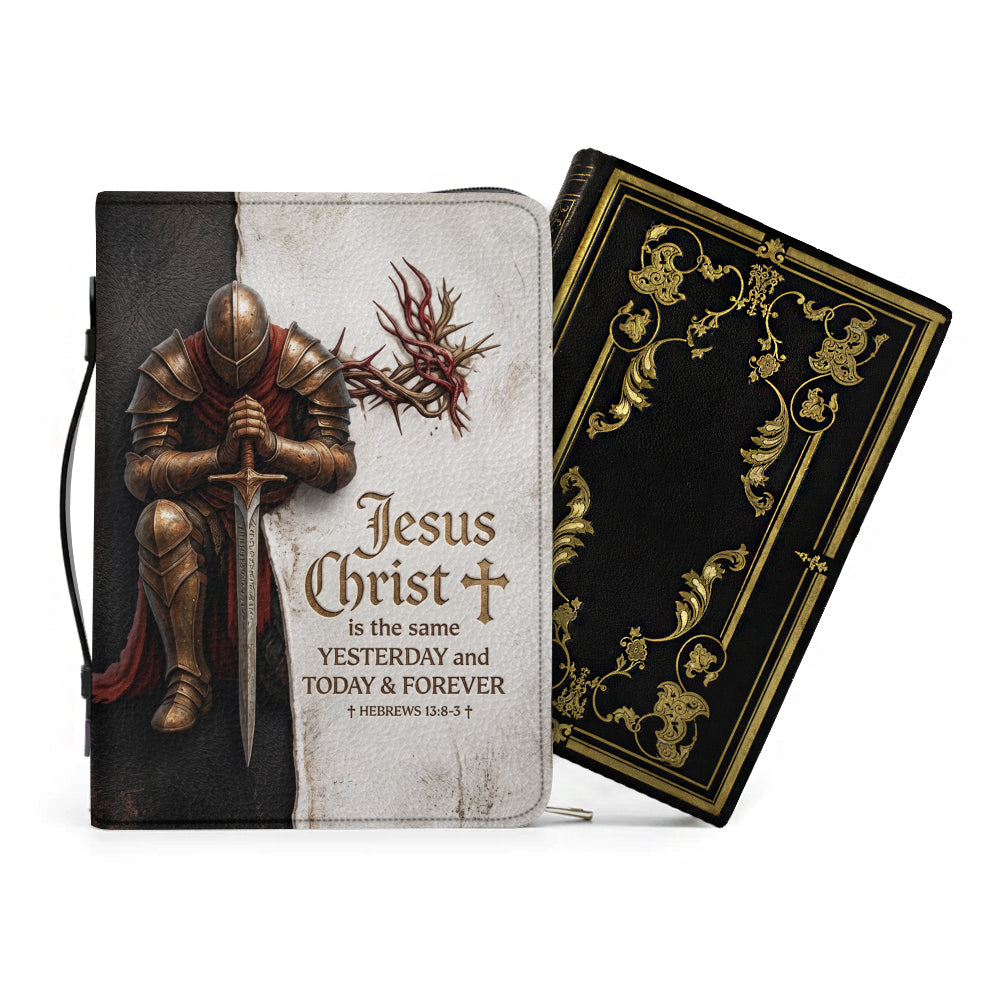 Personalized Kneeling Knight Leather Bible Case