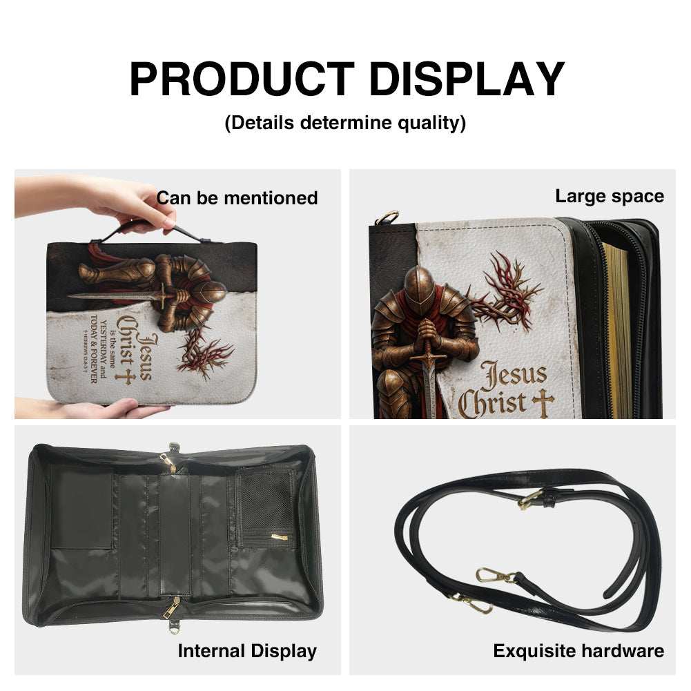Personalized Kneeling Knight Leather Bible Case