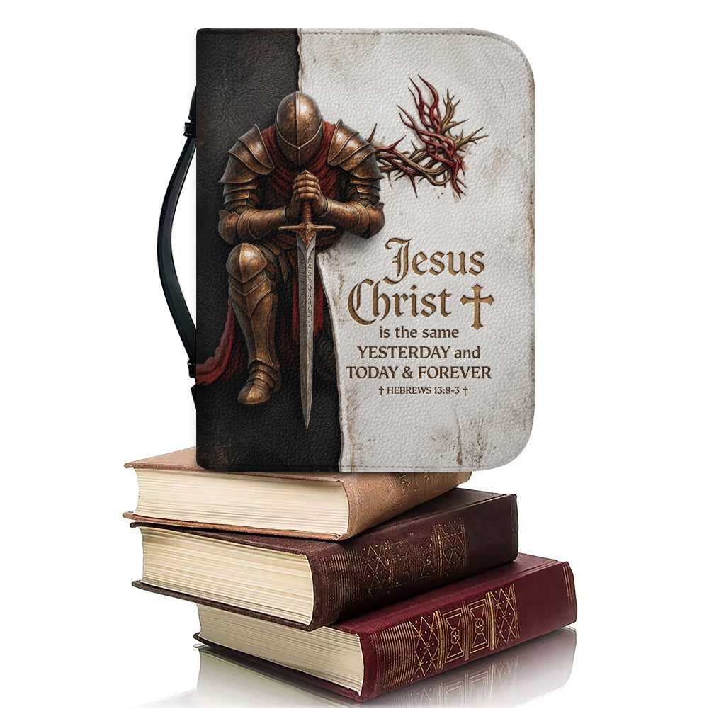 Personalized Kneeling Knight Leather Bible Case