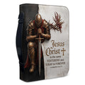 Personalized Kneeling Knight Leather Bible Case