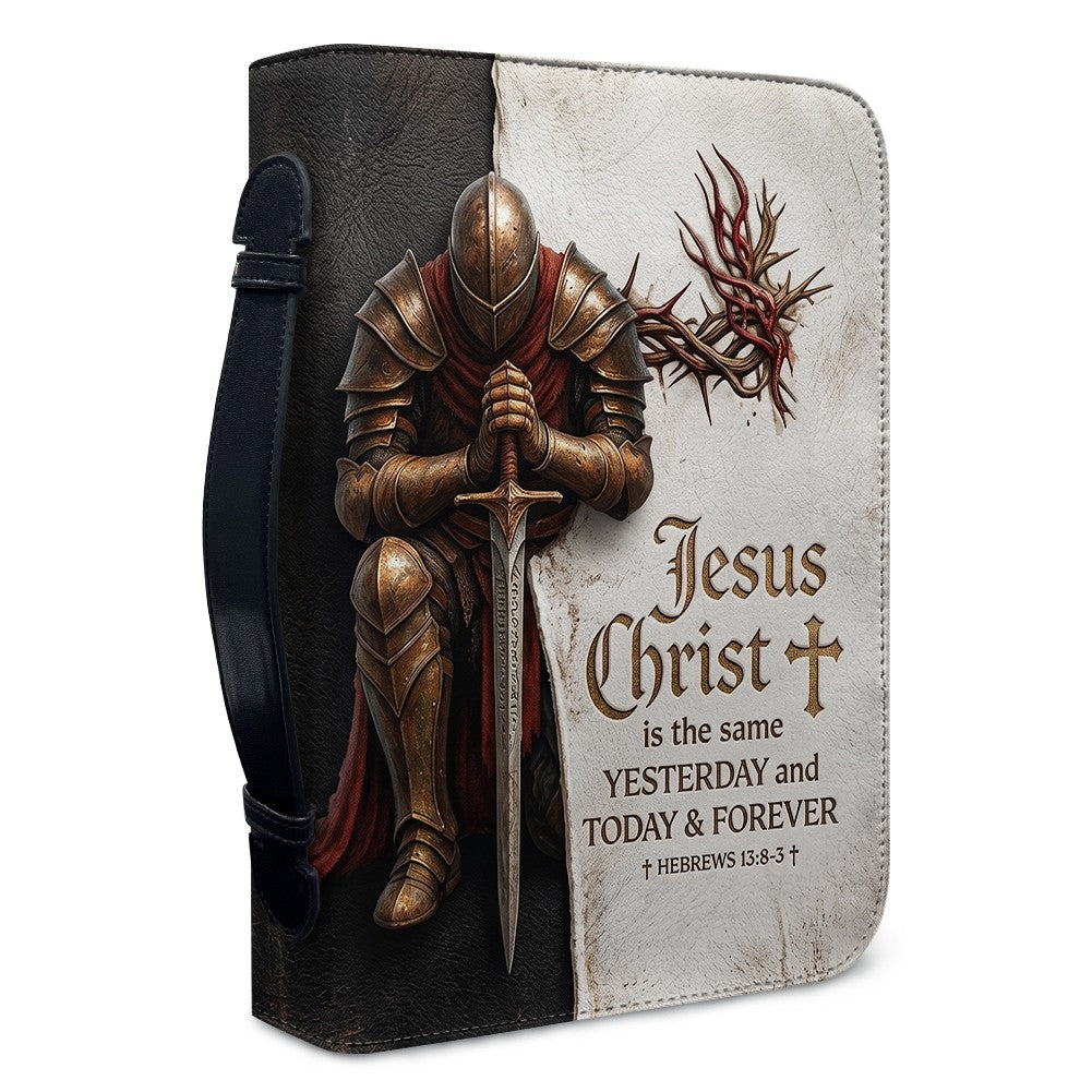 Personalized Kneeling Knight Leather Bible Case