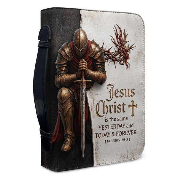 Personalized Kneeling Knight Leather Bible Case