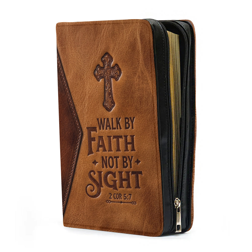 Personalized Walk By Faith Leather Bible Cover