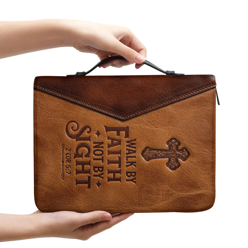 Personalized Walk By Faith Leather Bible Cover