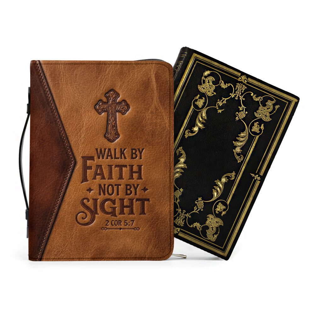 Personalized Walk By Faith Leather Bible Cover