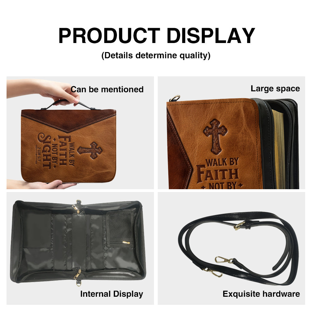 Personalized Walk By Faith Leather Bible Cover